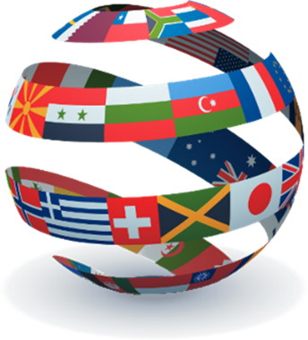 Image of globe made up of different flags